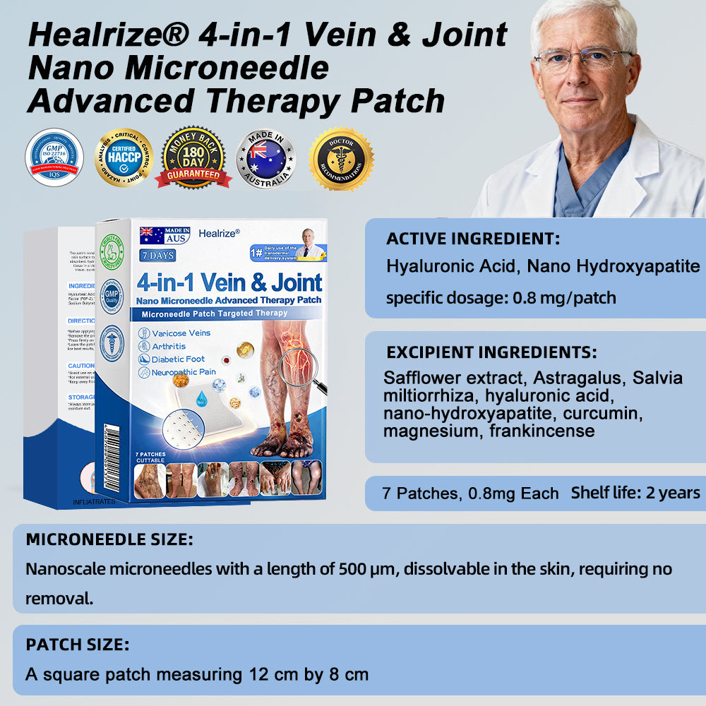 🇦🇺Healrize® 🎉4-in-1 Vein & Joint Nano Microneedle Advanced Therapy Patch🔥(Once daily, visible results in 7 days — supports arthritis, varicose veins, diabetic foot, and nerve pain.)