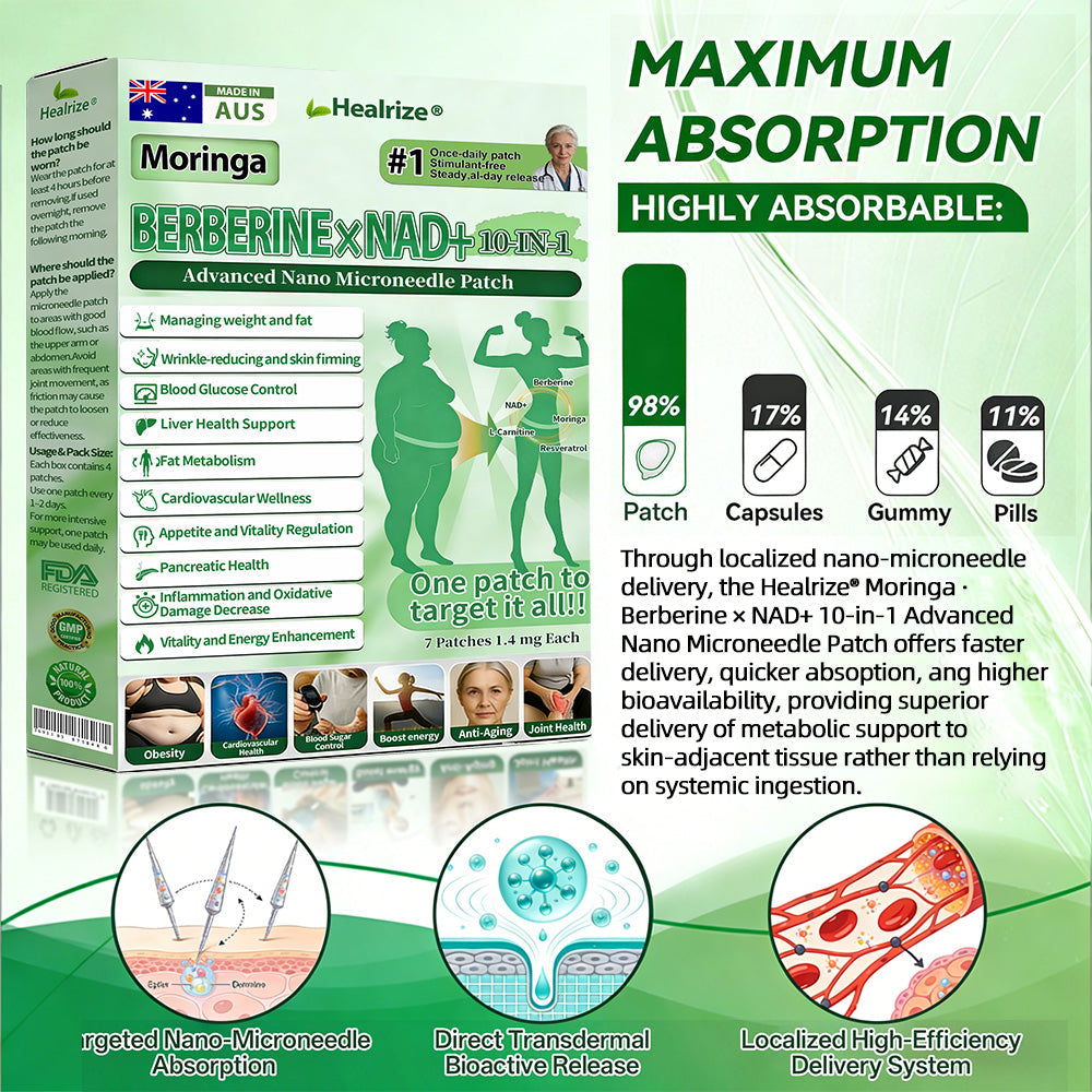 【Last Day – 80% OFF Today】🌞🌞🌞🌞Healrize® Moringa + Berberine + NAD+10-in-1 Advanced Nano Microneedle Patch✨ 7 Patches Per Box · 1-Week Supply💥