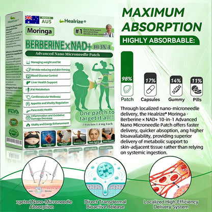 【Last Day – 80% OFF Today】🌞🌞🌞🌞Healrize® Moringa + Berberine + NAD+10-in-1 Advanced Nano Microneedle Patch✨ 7 Patches Per Box · 1-Week Supply💥